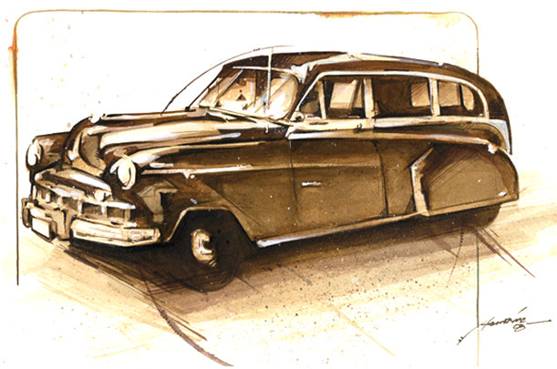 A Commissioned Watercolor of my Grandfathers 1951 Chevy Wagon for my Uncle